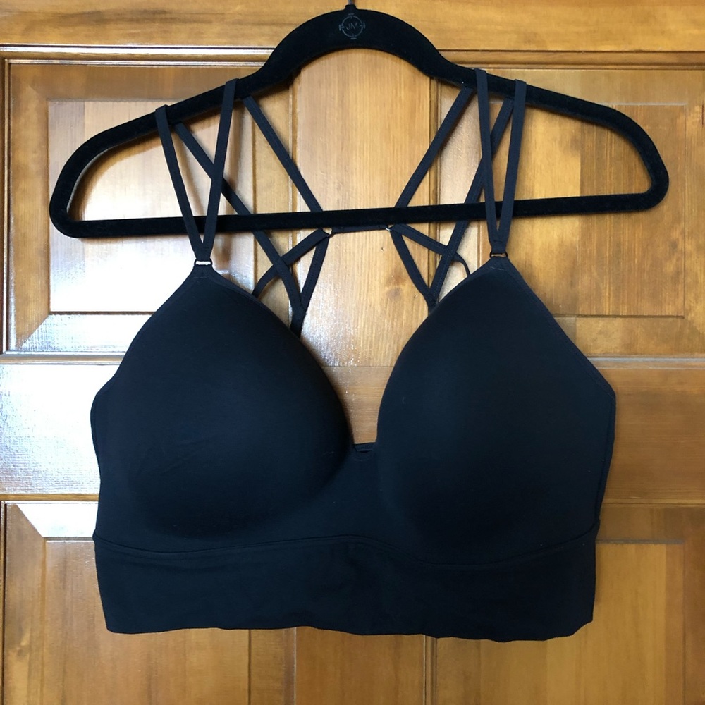 Athleta black strappy bra XL